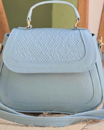 Bolso de Cuero Azul Cielo